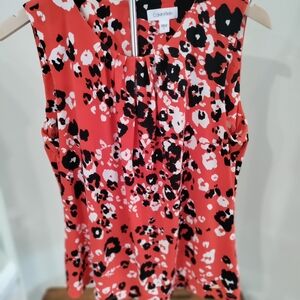 Calvin Klein Red and Black Patterned Blouse